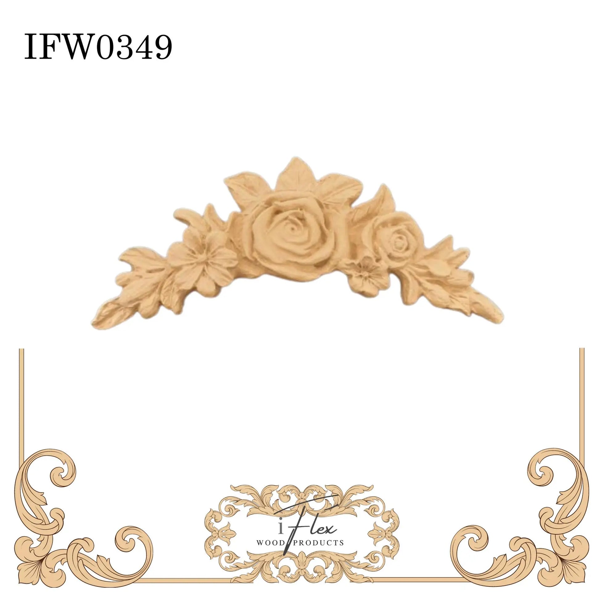 IFW 0349  iFlex Wood Products Flower, Garland Flexible Pliable Embellishment iFlex Wood Products