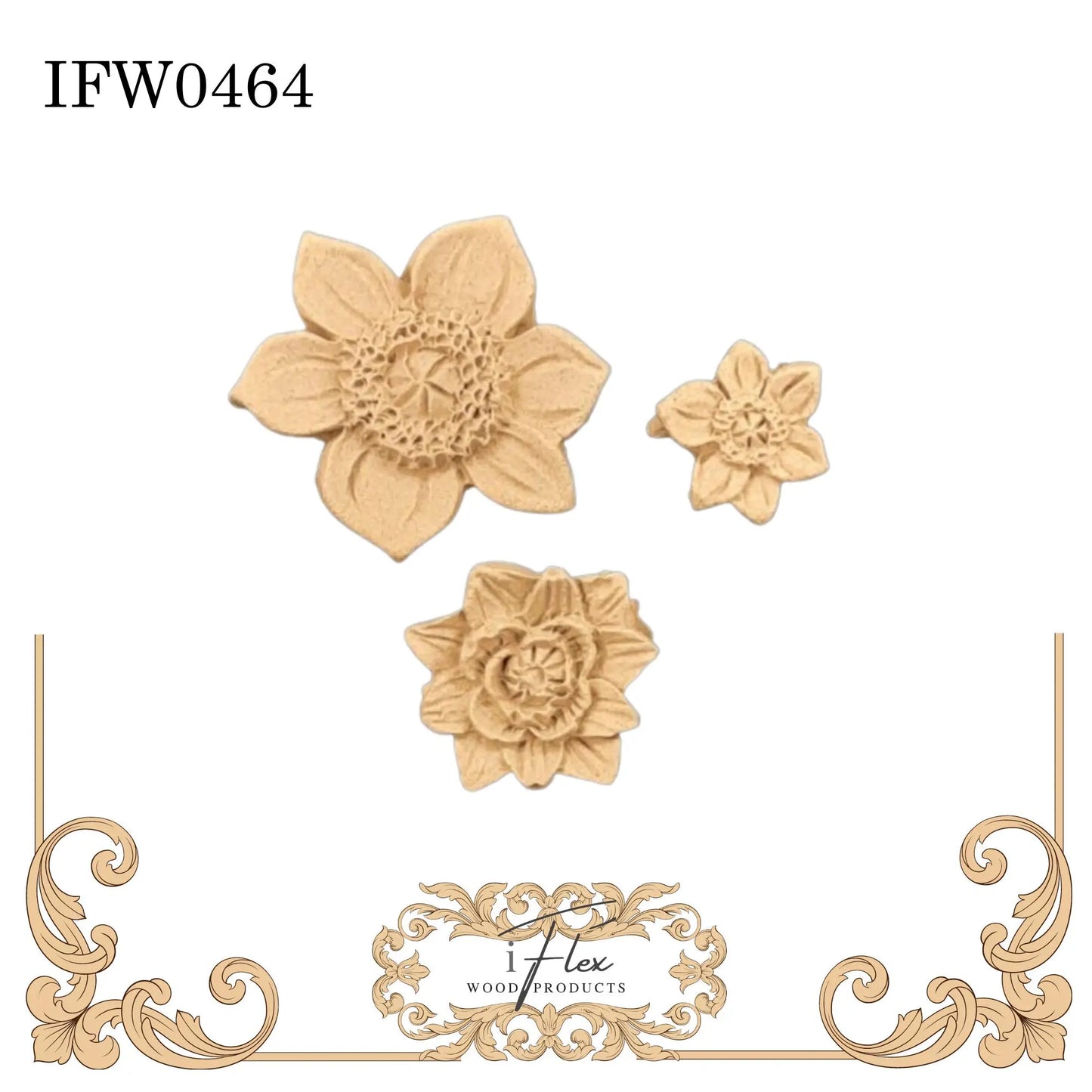 IFW 0464  iFlex Wood Products flower bendable mouldings, flexible, wooden appliques iFlex Wood Products