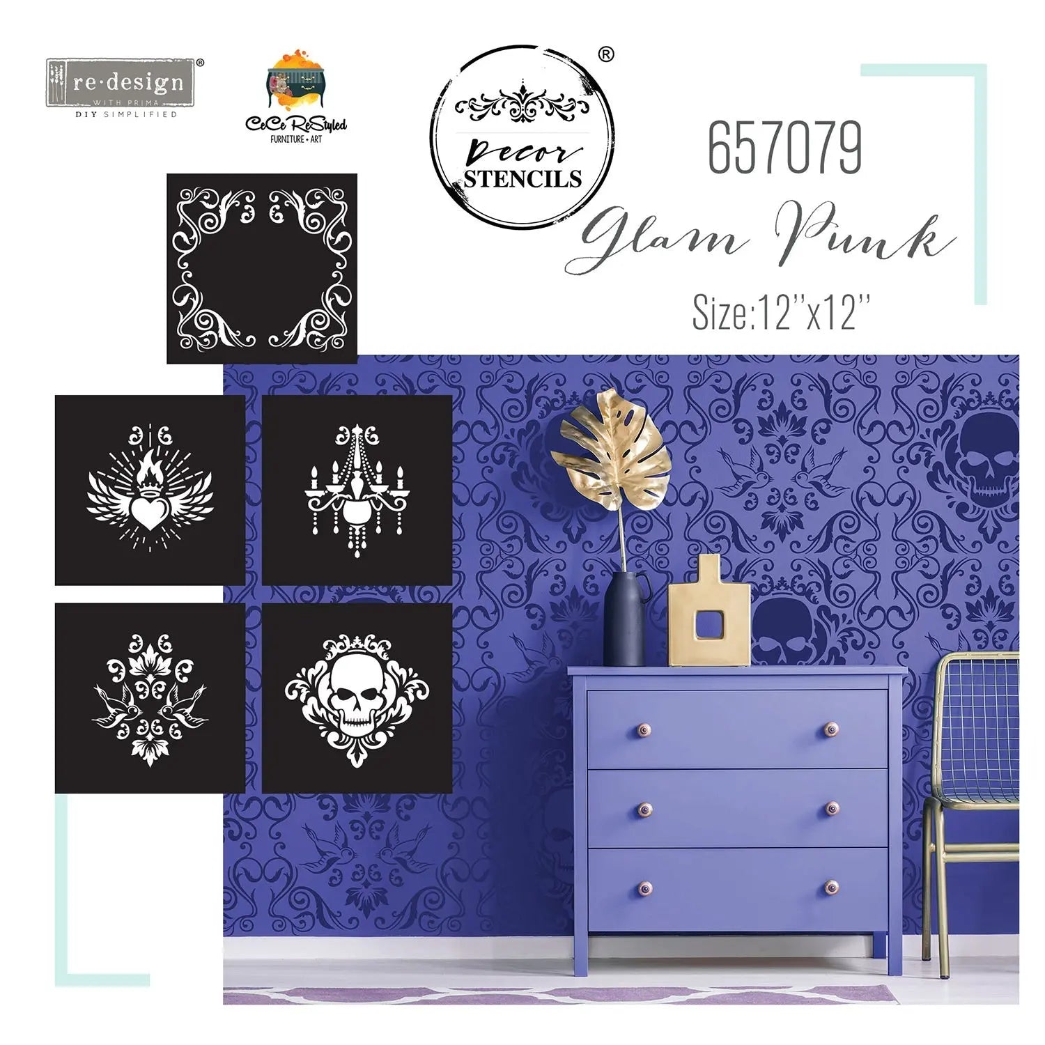 Re- Design with Prima  Stencils® Cece - Mix & Style - Glam Punk Prima Re-Design