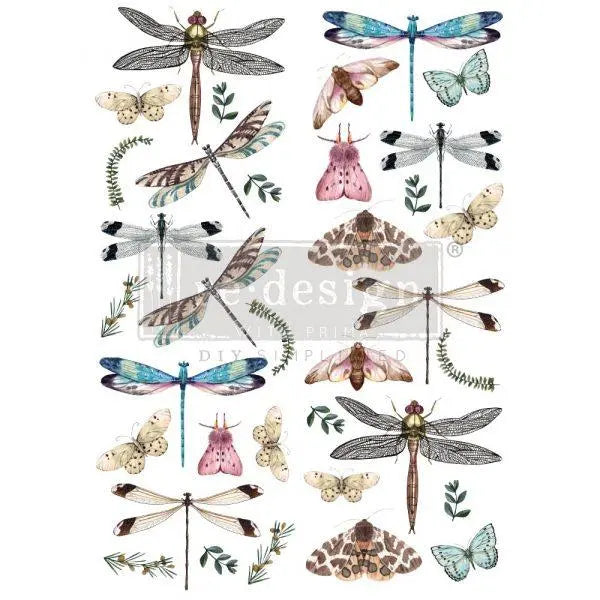 Riverbed Dragonflies Transfer - Total Sheet Size: 24″ X 35″ Prima Re-Design