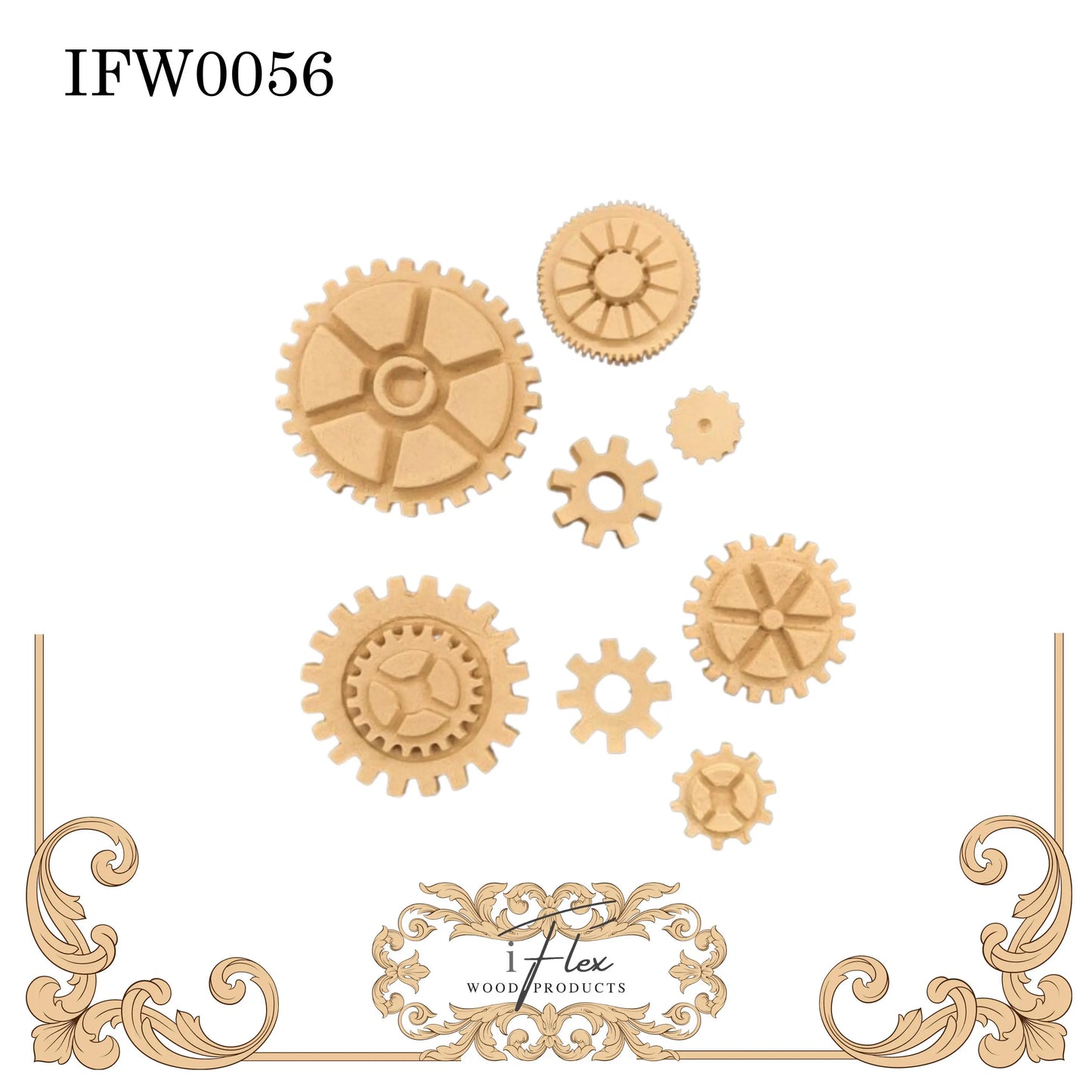 Steampunk gears heat bendable moulding, crafting embellishments, IFW 0056 iFlex Wood Products