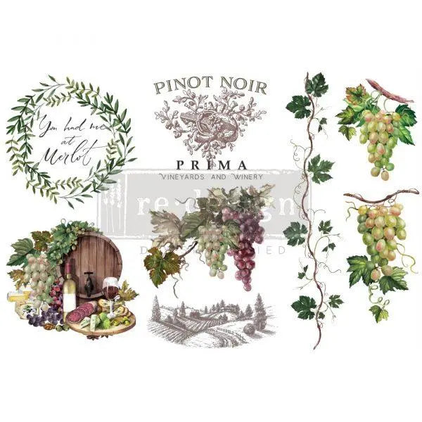 Wine Mini-Transfer - Total Sheet Size: 6″ X 12″ Prima Re-Design