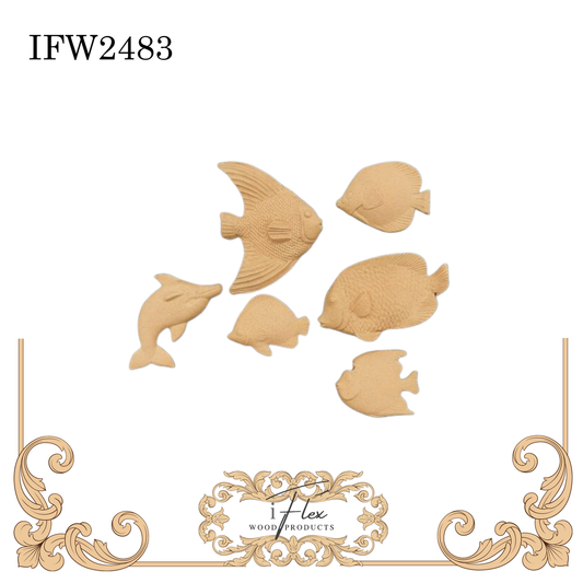 IFW 2483 Fish set of 6 small embellishments