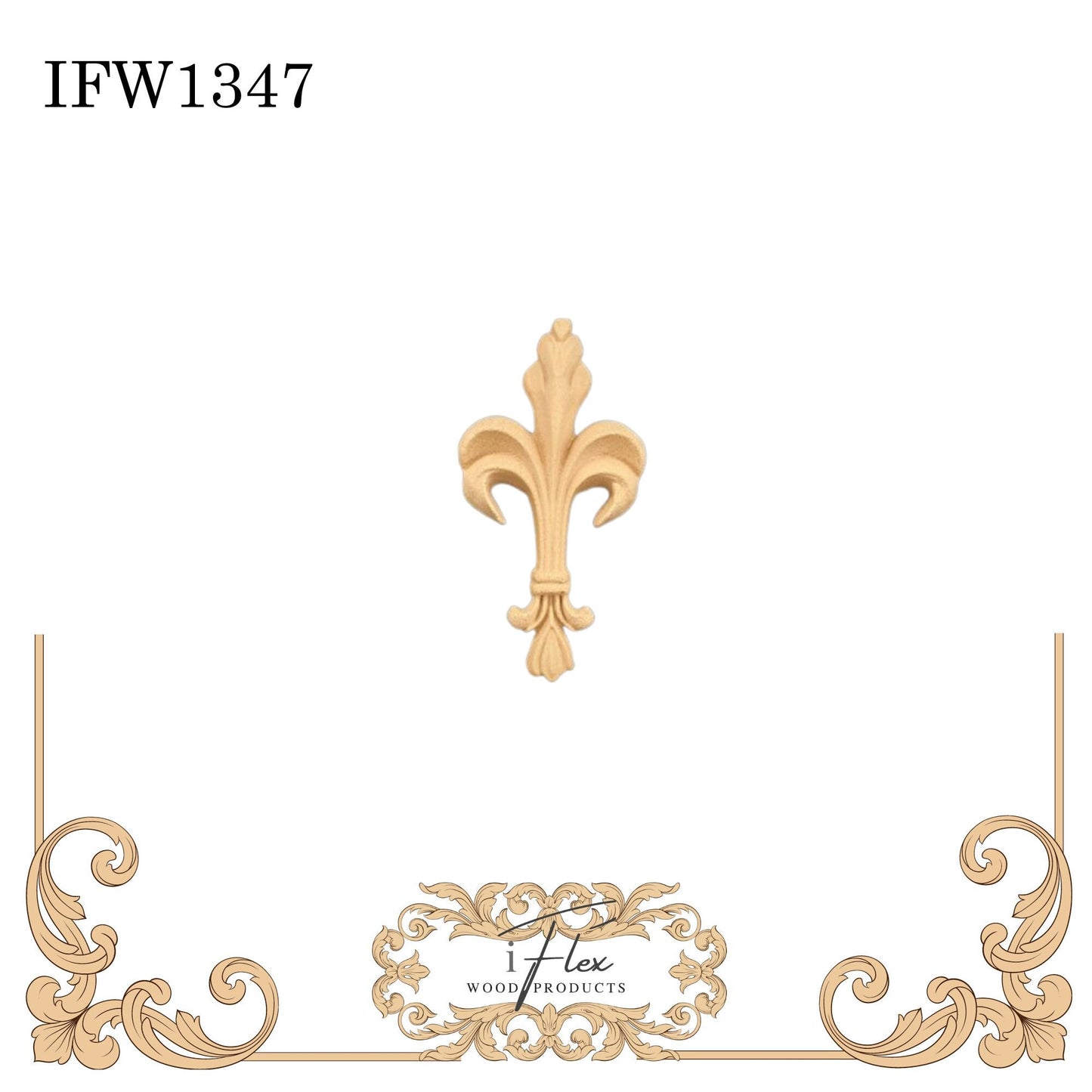 IFW 1347 iFlex Wood Products, bendable mouldings, flexible, wooden appliques, fleur de lis, floral